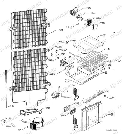 Взрыв-схема холодильника Electrolux EN3453AOX - Схема узла Cooling system 017
